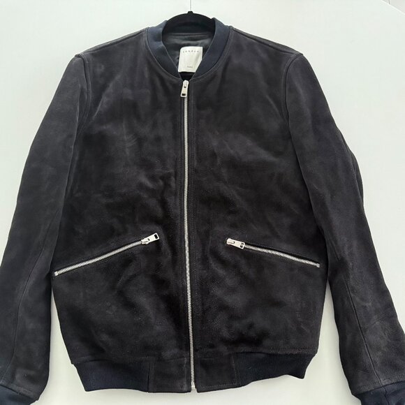 Sandro Navy Leather Jacket - Picture 1 of 4